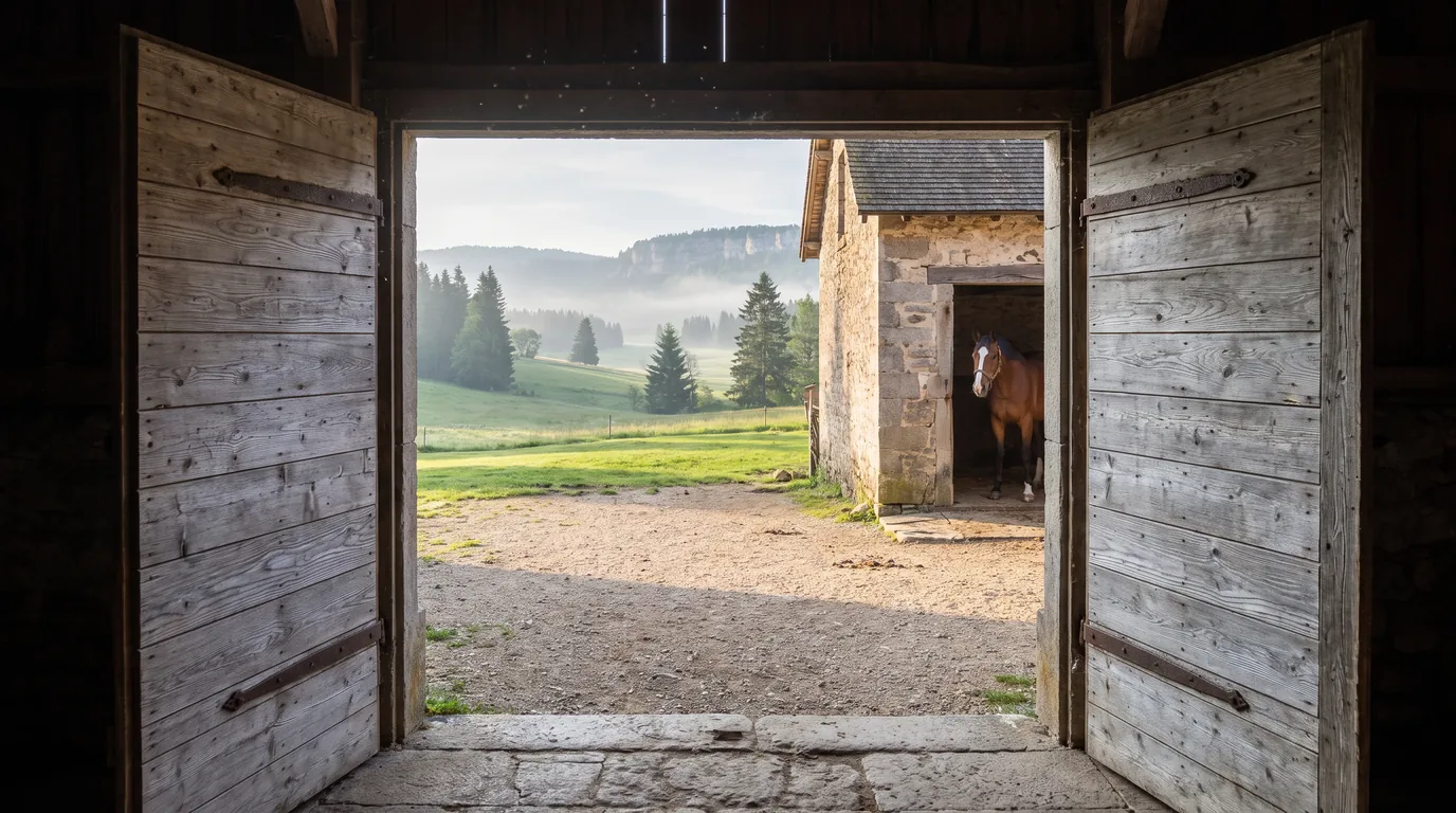 Entrée, Jum'en Délice, centre équestre à Fillière